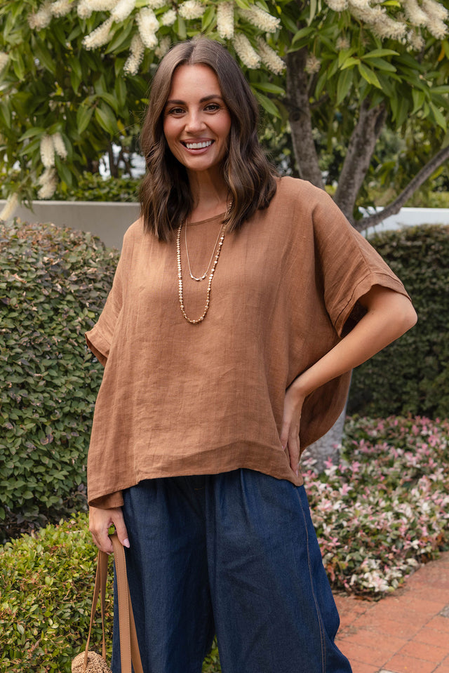 Chaya Mocha Linen Top