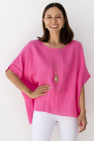 Chaya Hot Pink Linen Top