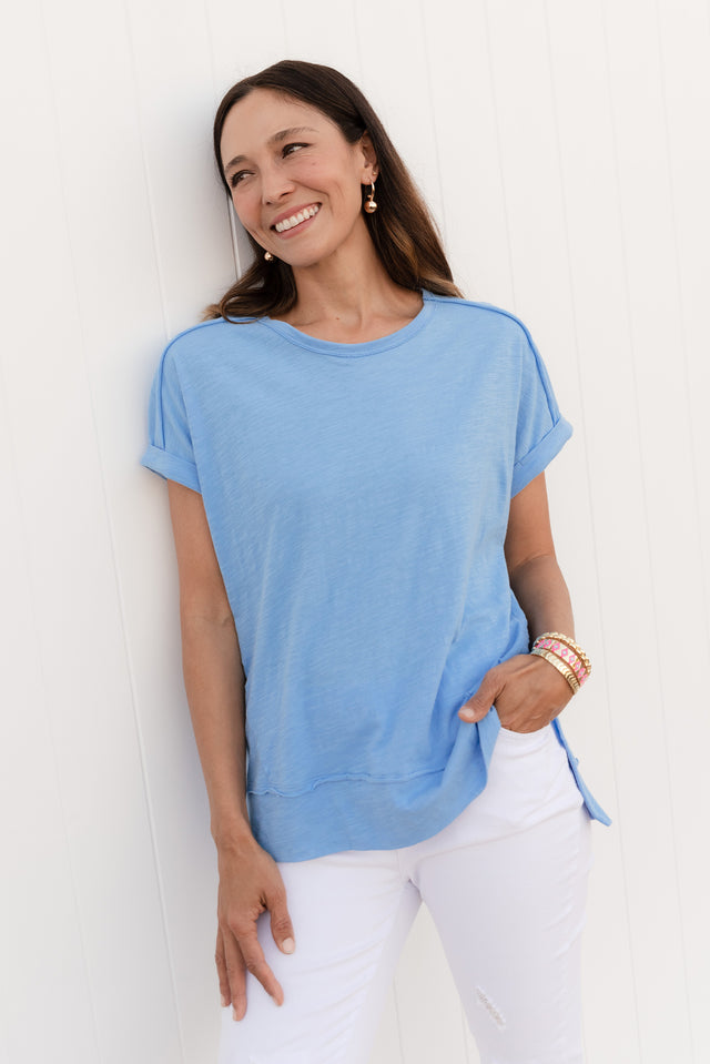 Shirley Blue Cotton Tee