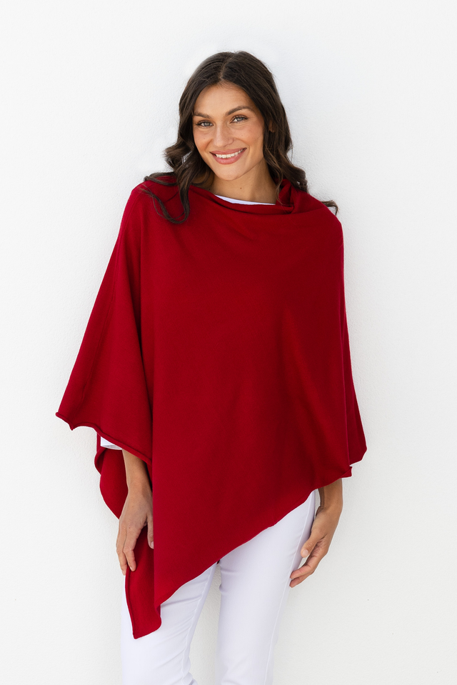 Amy Burgundy Wool Blend Poncho,Lifestyle