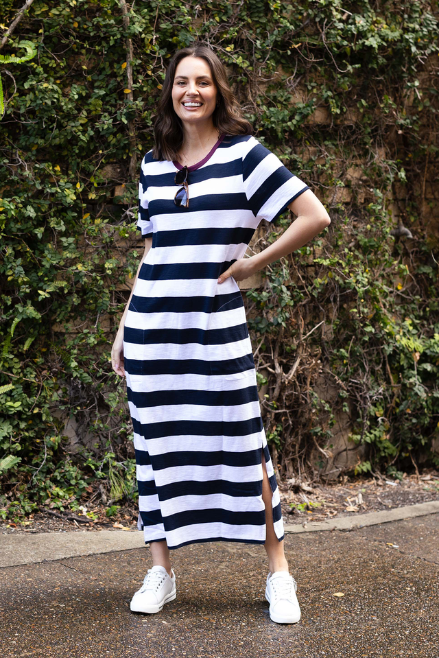 Tallow Navy Stripe Pocket Dress,Lifestyle