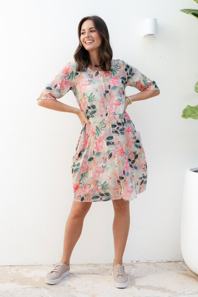Lilibet Pink Wildflower Cotton Pocket Dress