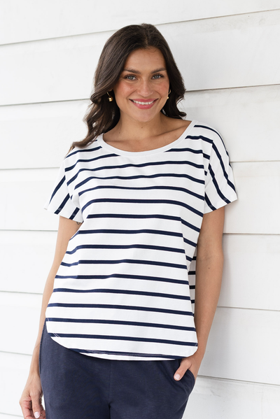 Stevie White Stripe Cotton Tee