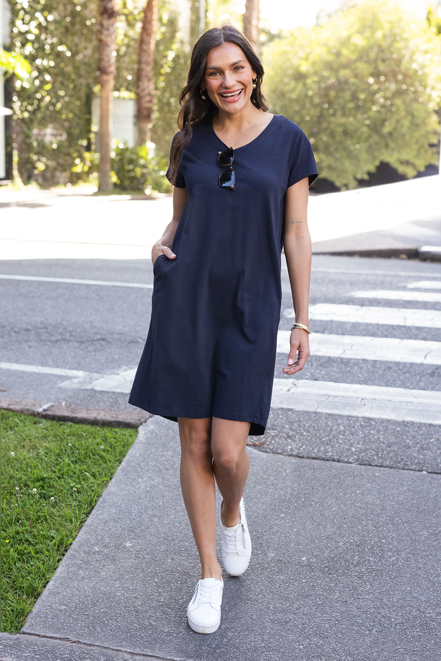 Harley Navy Cotton Tee Dress,Lifestyle