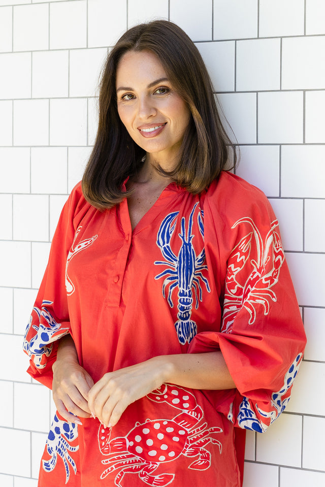 Moni Red Seaside Cotton Blouse