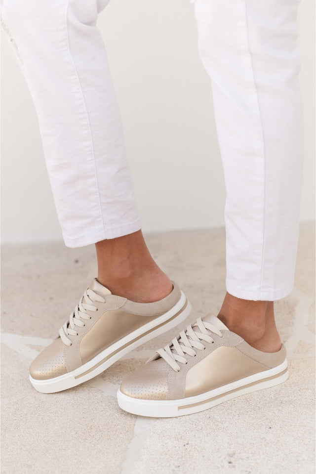Nicky Champagne Leather Mule Sneaker
