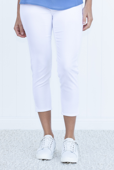 Reed White Stretch Cotton Capri Pants