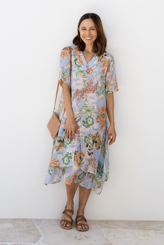 Nala Blue Garden Layers Dress,Lifestyle