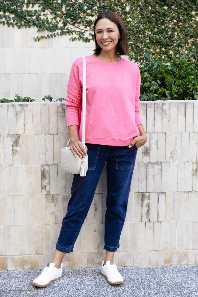 Divine Hot Pink Cotton Crew Sweatshirt