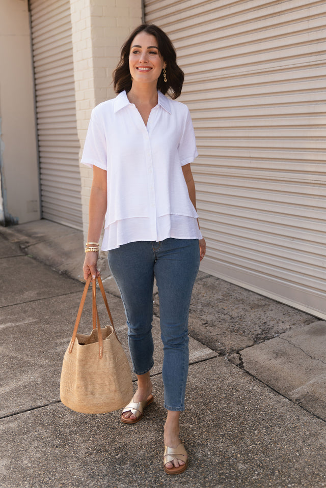 Ezra White Layered Top
