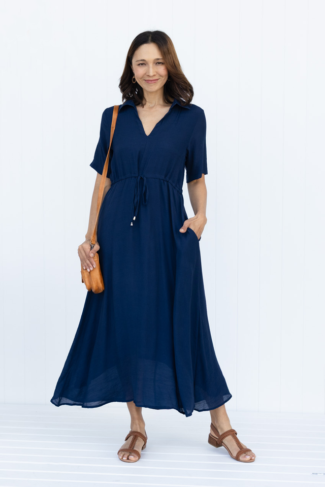 Zoya Navy Pocket Tie Dress