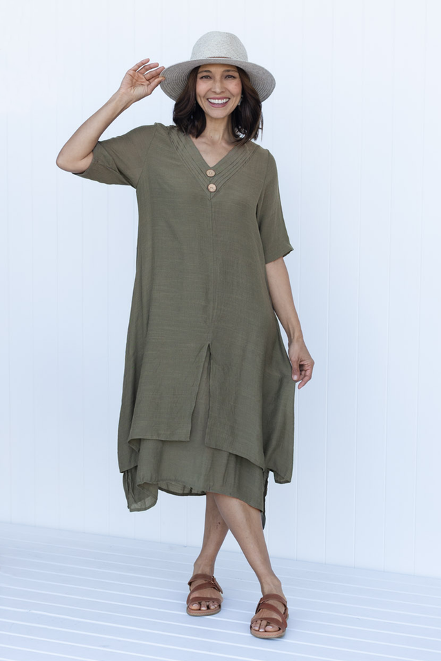 Nala Khaki Layers Dress