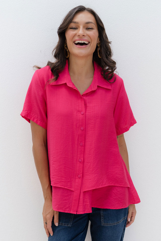 Ezra Hot Pink Layered Top