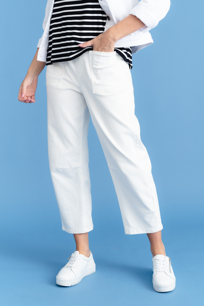 BB Barrel White Jeans