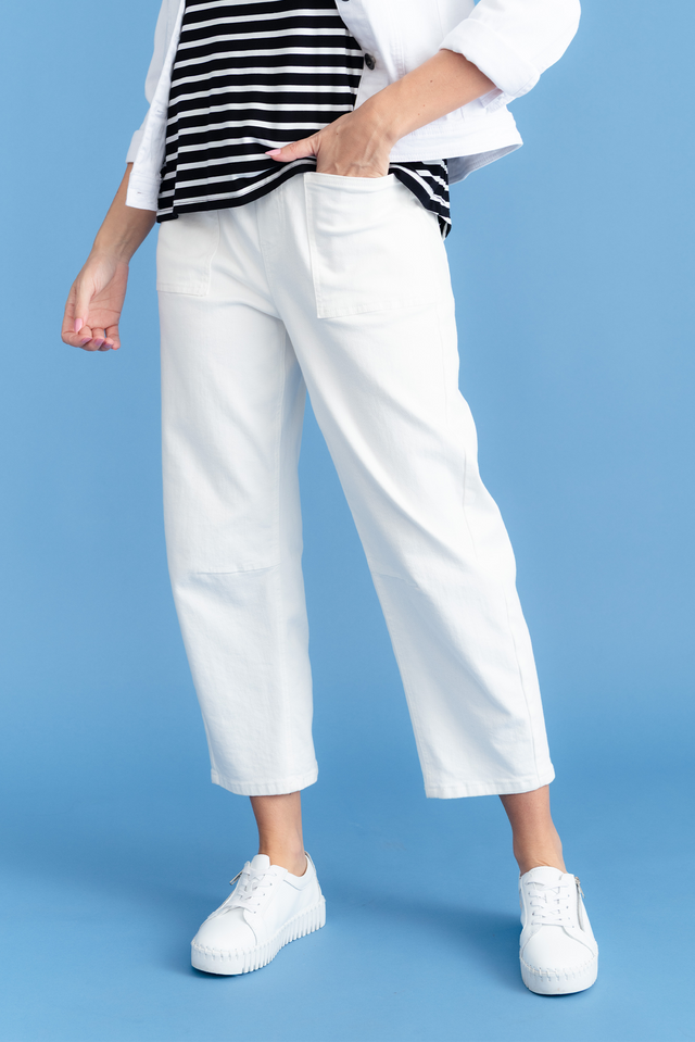 BB Barrel White Jeans