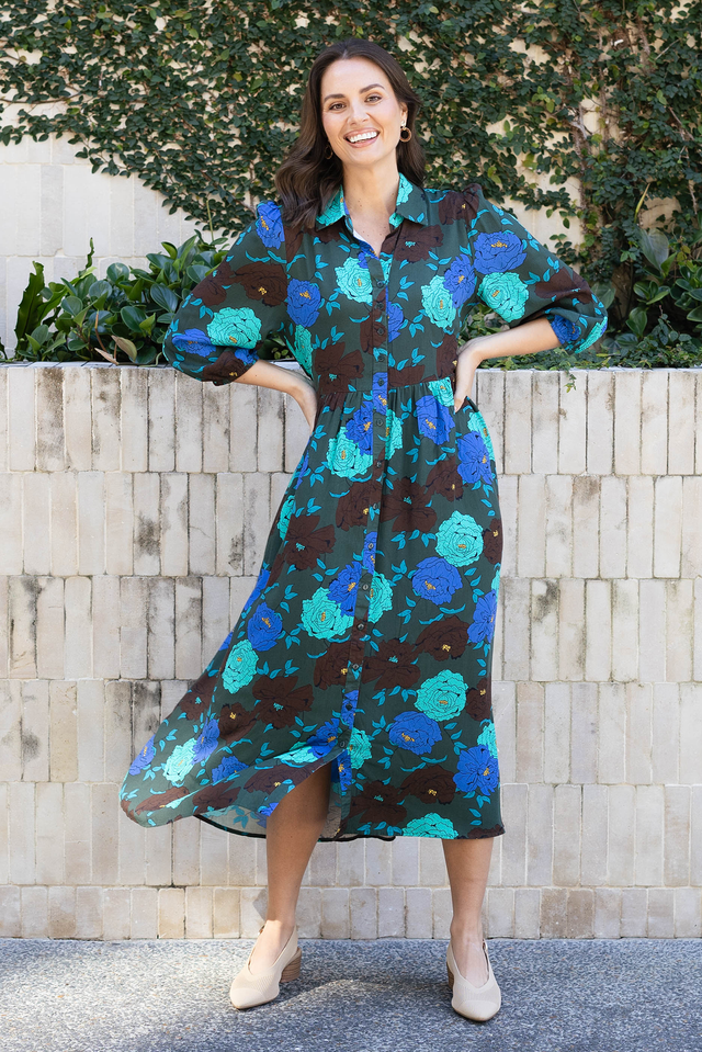 Beacon Green Flower Tie Dress