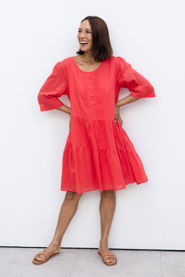 Portia Red Cotton Asymmetrical Dress image 1