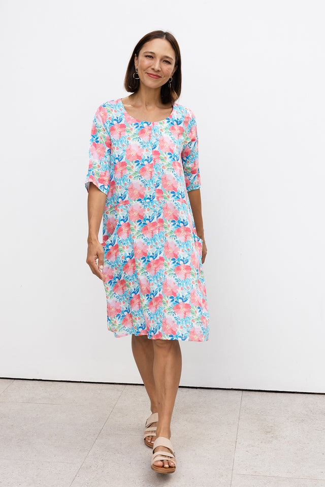 Lilibet Pink Flower Cotton Pocket Dress