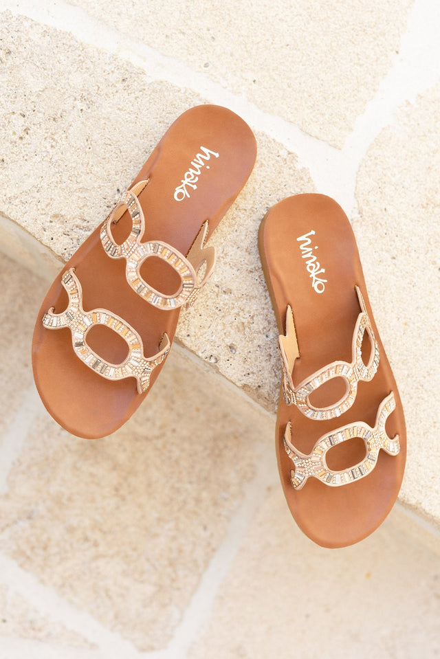 Wembley Rose Gold Diamante Slide,Lifestyle