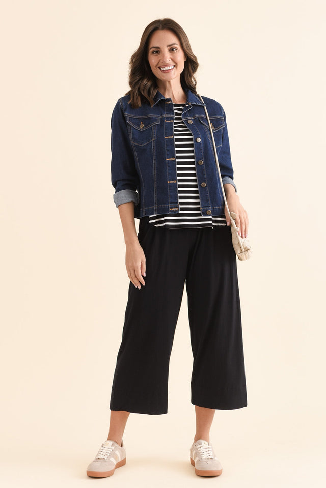 Rhodes Black Bamboo Wide Leg Pants,Full Body,Brunette model,alt text|model:MJ image 2