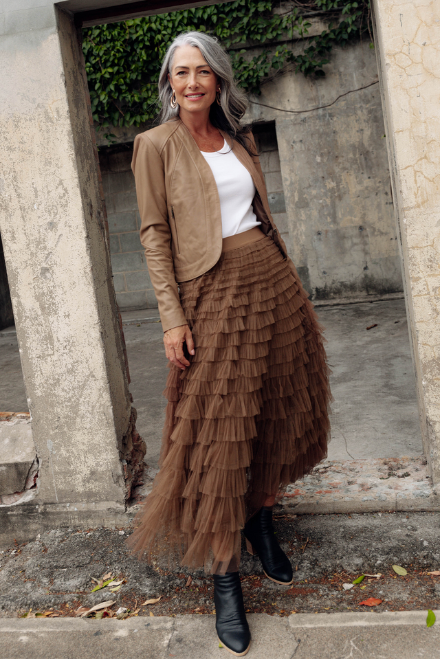 Chance Brown Tulle Maxi Skirt image 1