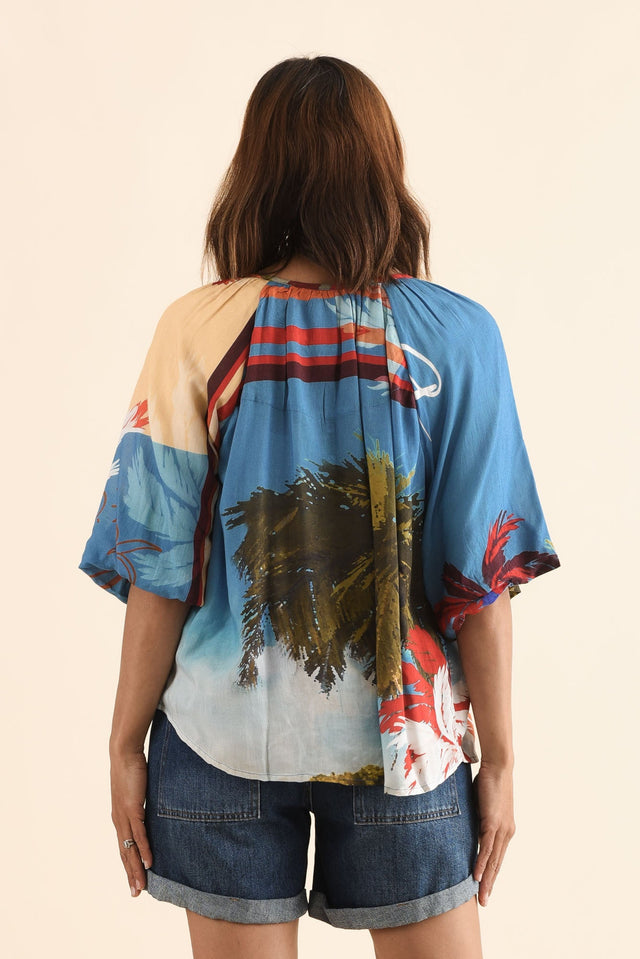 Rica Red Beach Tassel Top,Back,Brunette model,alt text|model:Cara image 4