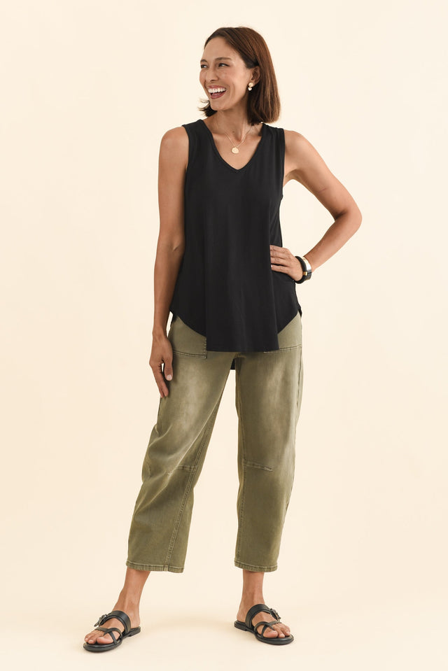 Rihanna Black Bamboo Tank,Brunette model,alt text|model:Cara image 8