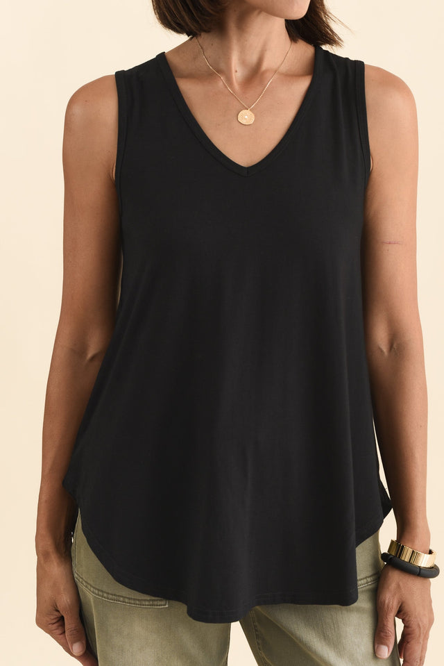 Rihanna Black Bamboo Tank,Brunette model,alt text|model:Cara image 7