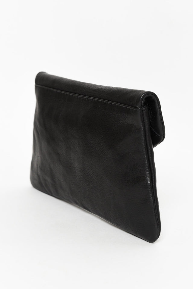 Riley Black Leather Clutch