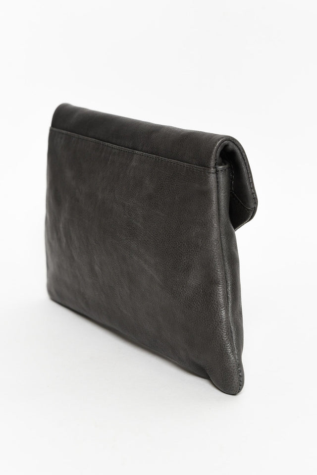 Riley Charcoal Leather Clutch