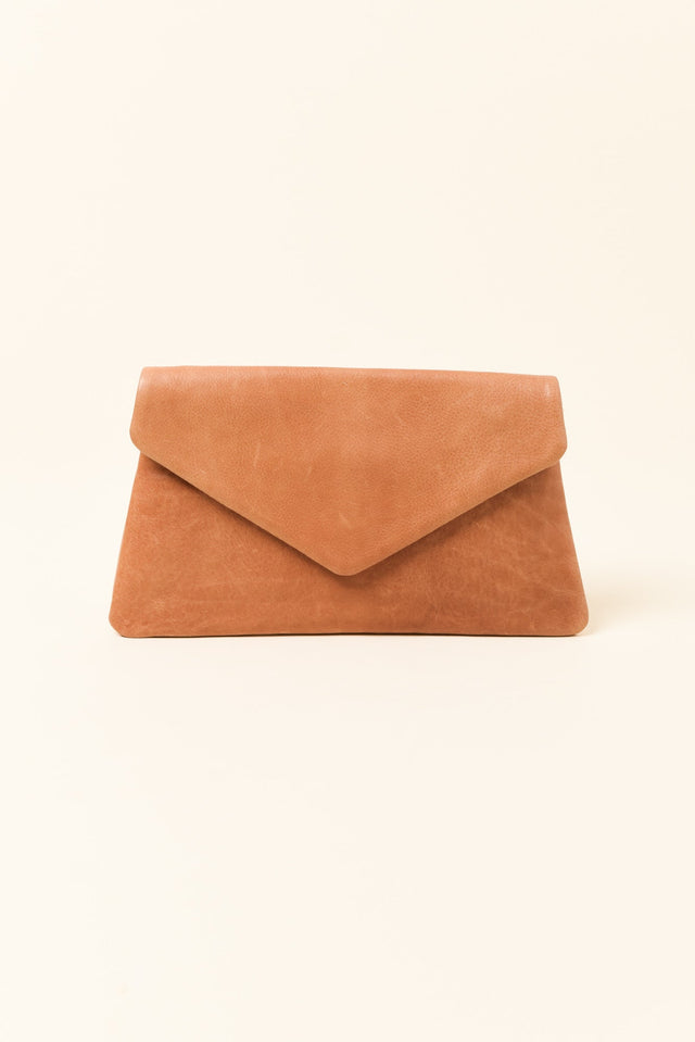 Riley Tan Leather Clutch