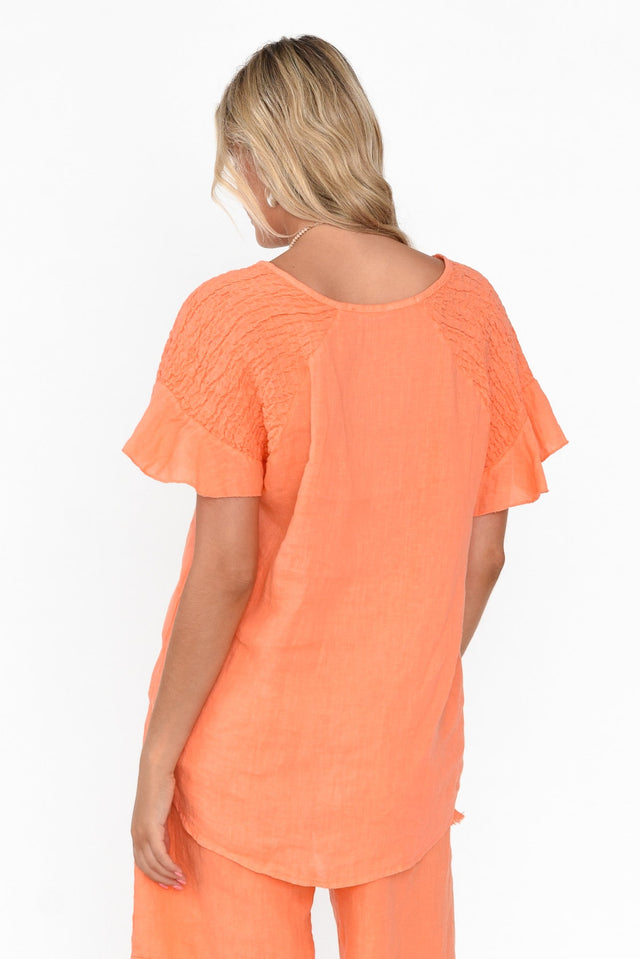 Rivia Orange Linen Top