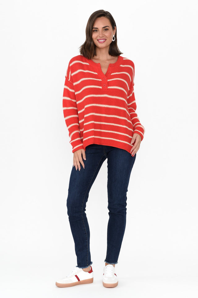 Rizzo Red Stripe Knit Jumper