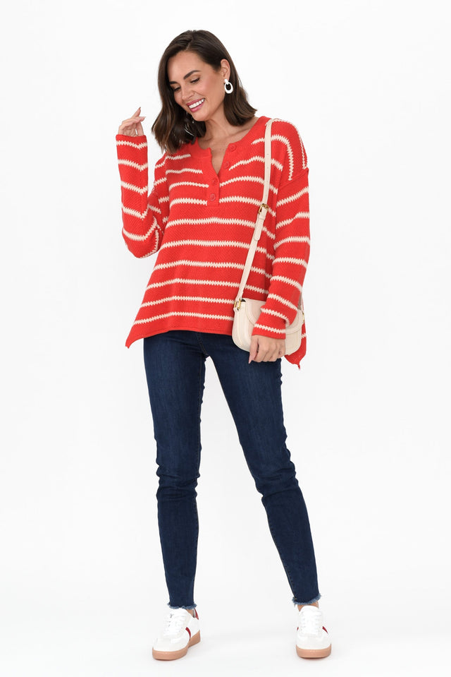 Rizzo Red Stripe Knit Jumper