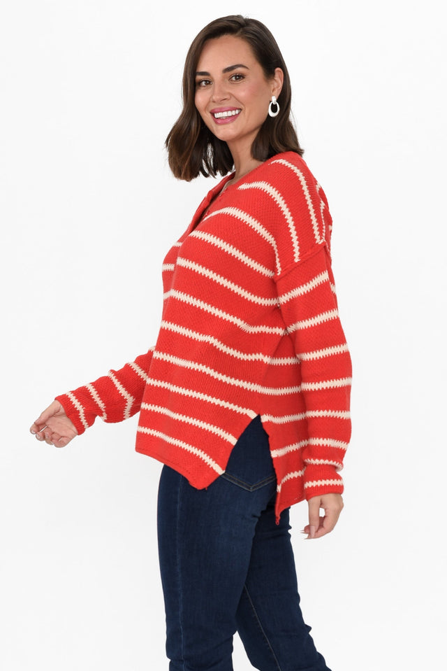 Rizzo Red Stripe Knit Jumper