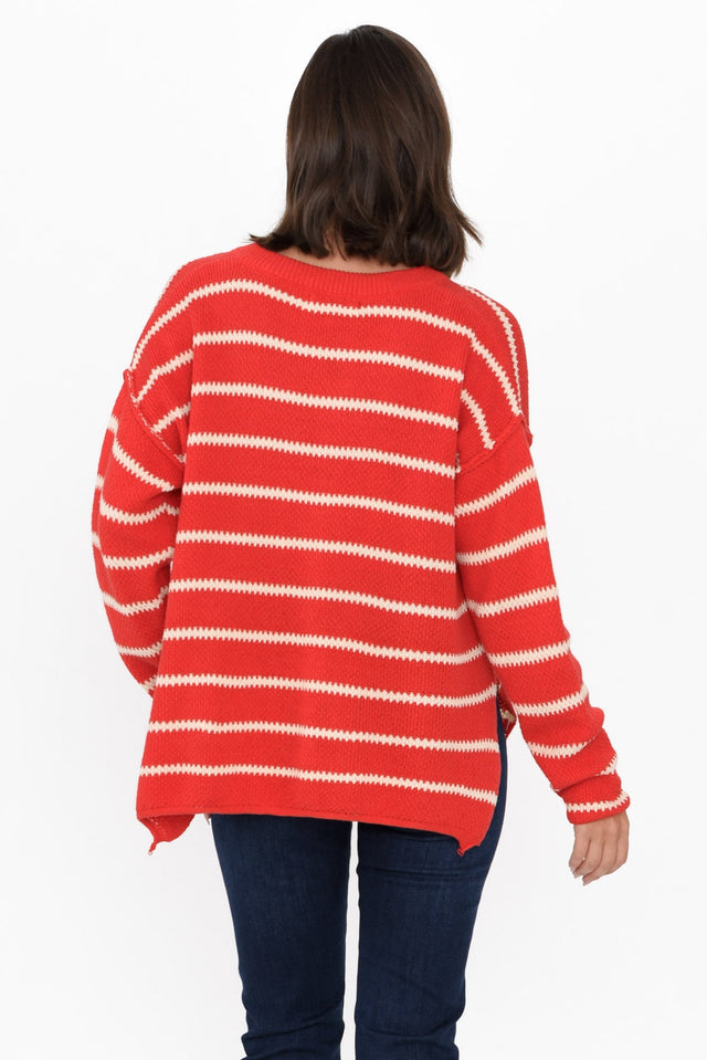 Rizzo Red Stripe Knit Jumper