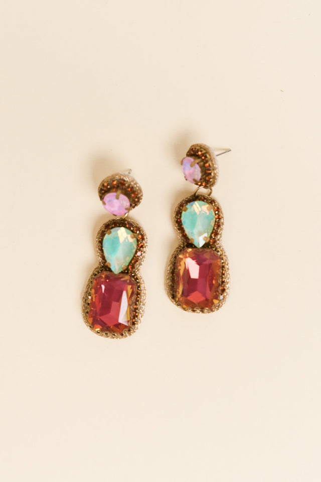 Robbie Pink Tiered Drop Earrings