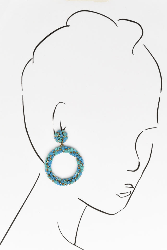 Rogan Blue Beaded Drop Earrings image 2