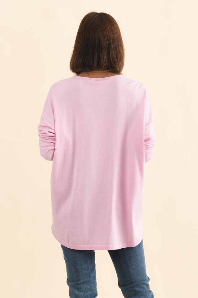 Ronnie Light Pink Knit Jumper,Brunette model,alt text|model:Cara image 5