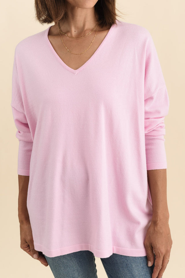 Ronnie Light Pink Knit Jumper,Brunette model,alt text|model:Cara image 6