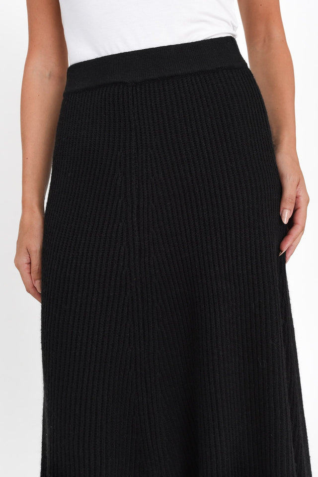 Roshni Black Knit Maxi Skirt