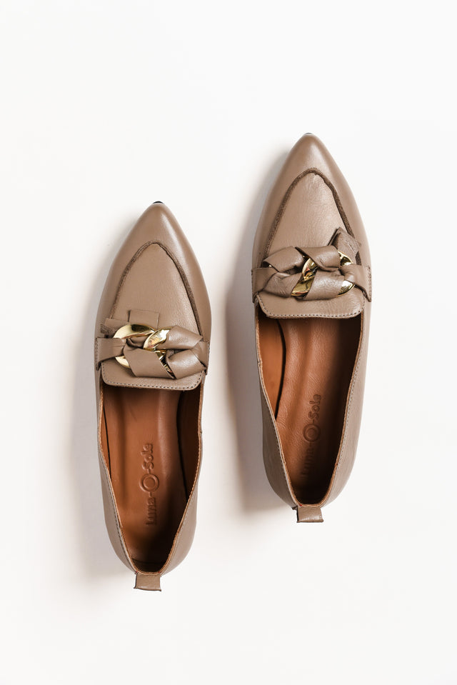 Roslyn Taupe Leather Twirl Loafer