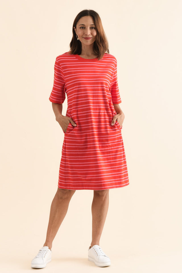 Rouge Red Stripe Cotton Tee Dress image 2