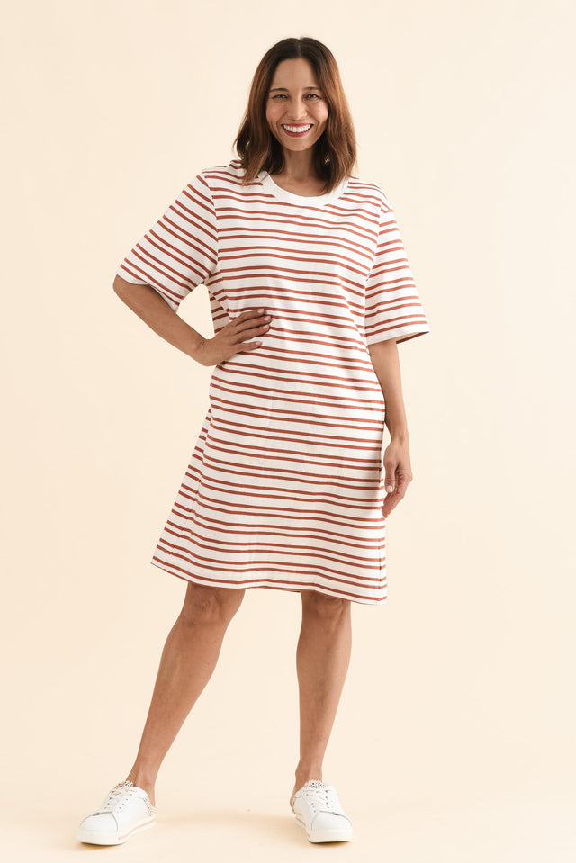 Rouge Tan Stripe Cotton Tee Dress image 6
