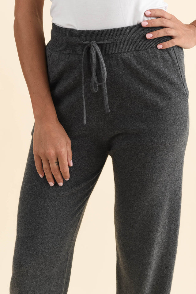 Rowan Charcoal Cotton Cashmere Knit Pants,Brunette model,alt text|model:Brontie image 6