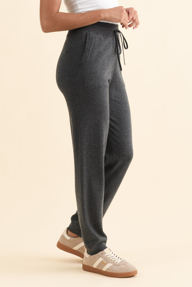 Rowan Charcoal Cotton Cashmere Knit Pants,Brunette model,alt text|model:Brontie image 4