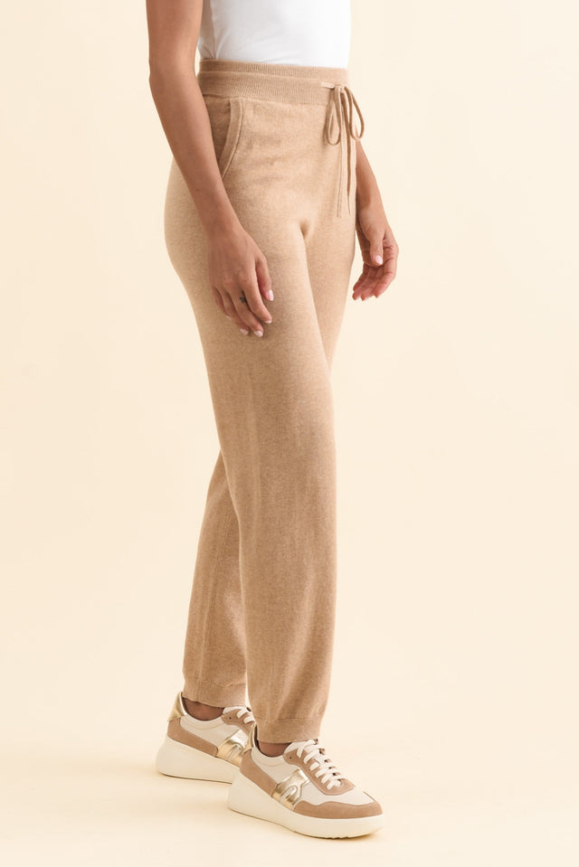 Rowan Cream Cotton Cashmere Knit Pants,Brunette model,alt text|model:Brontie image 4