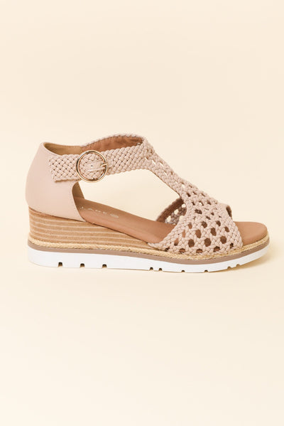 Rumour Blush Leather Wedge Sandal
