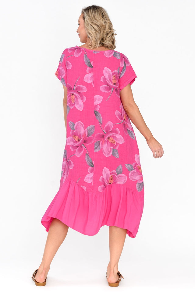 Ryker Hot Pink Floral Linen Pocket Dress image 5