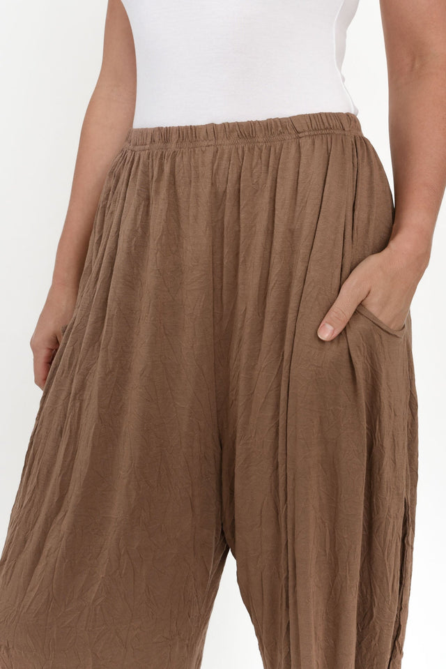 Rylee Brown Crinkle Cotton Pants image 5